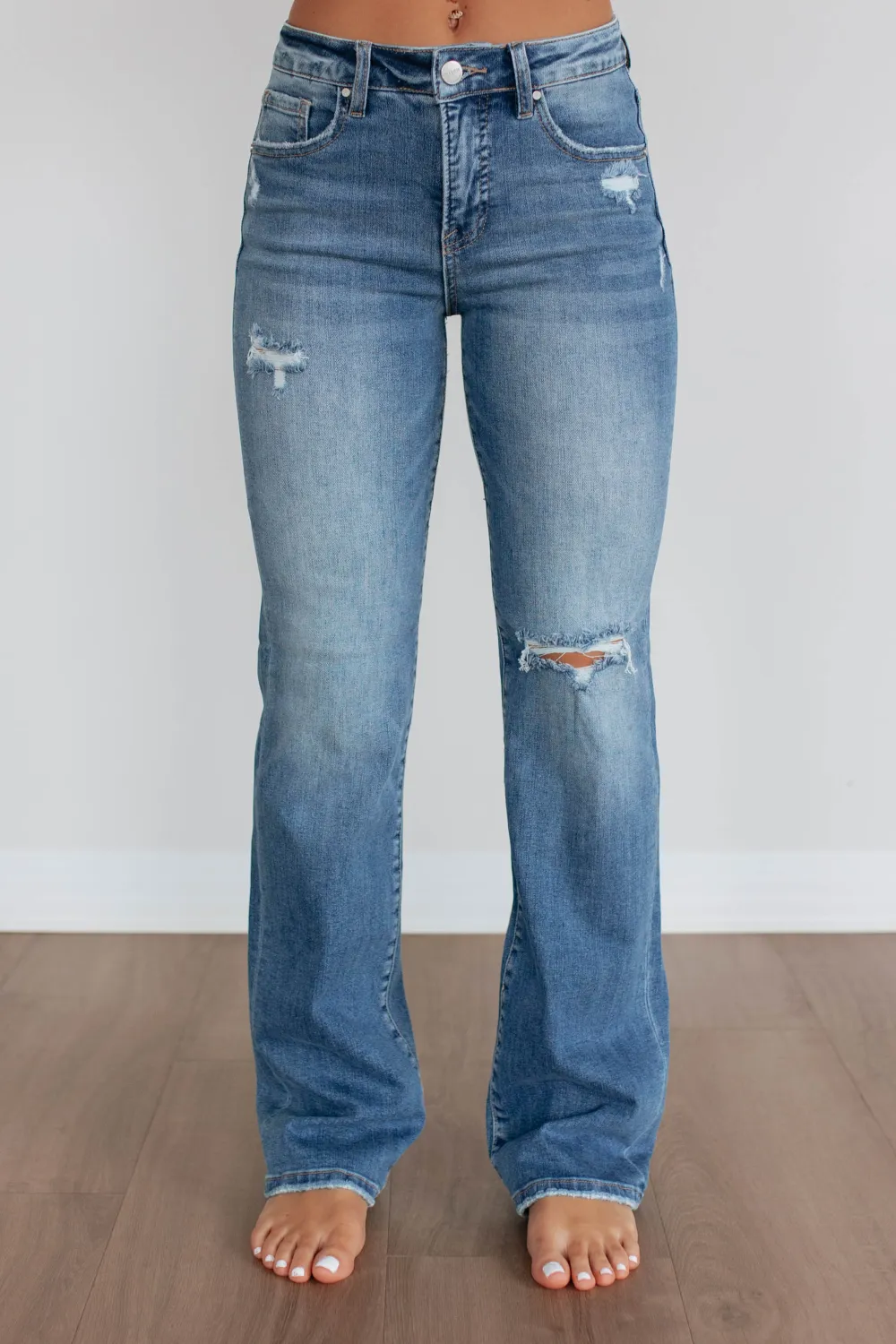 Women's High Rise Straight Leg Tummy Control Jeans