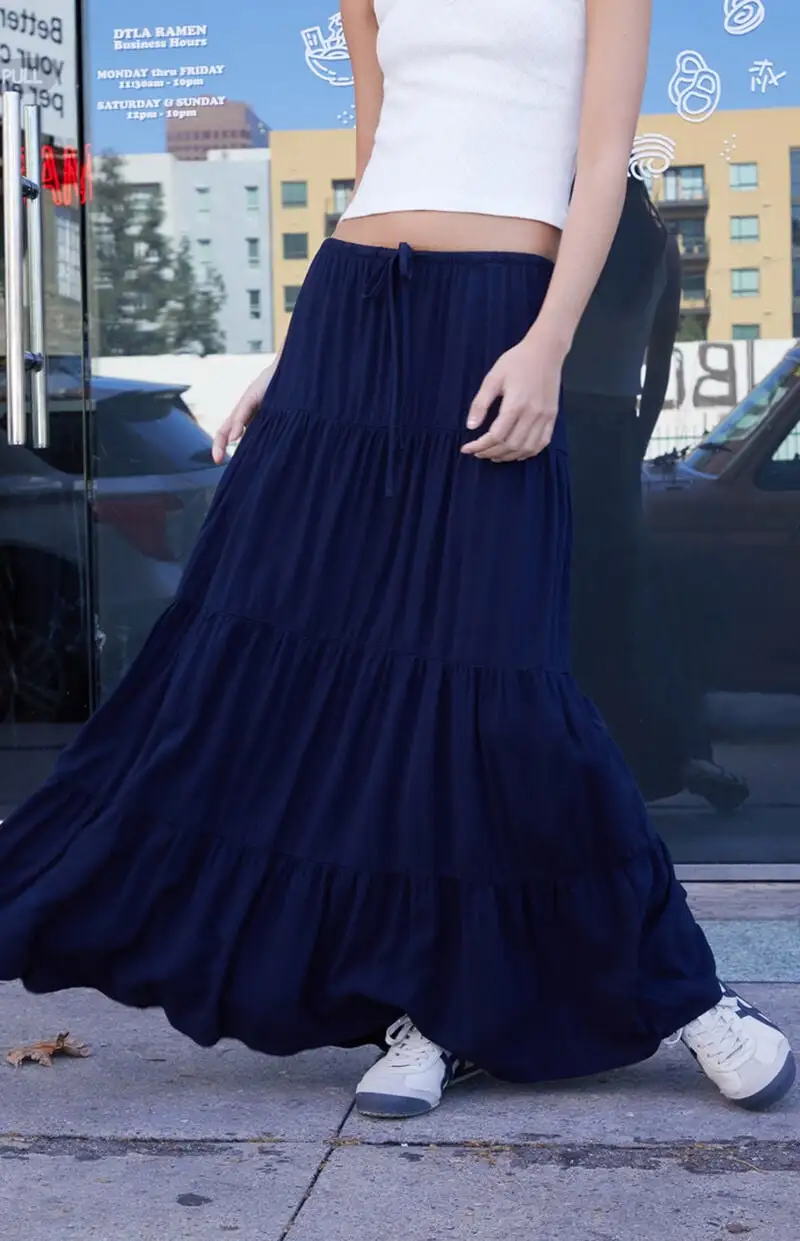 John Galt Navy Izzy Maxi Skirt