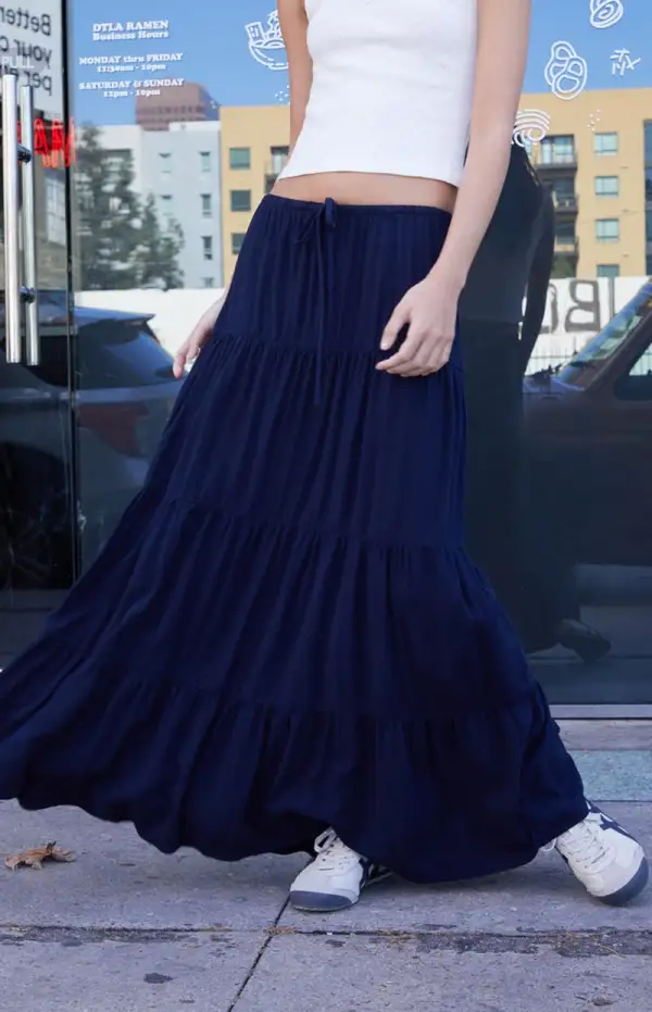 John Galt Navy Izzy Maxi Skirt