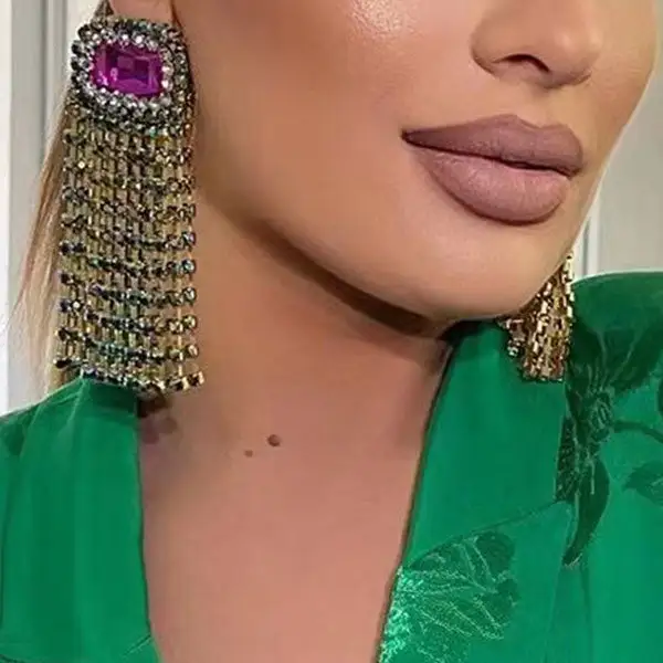 Rhinestone Crystal Tassel Earrings