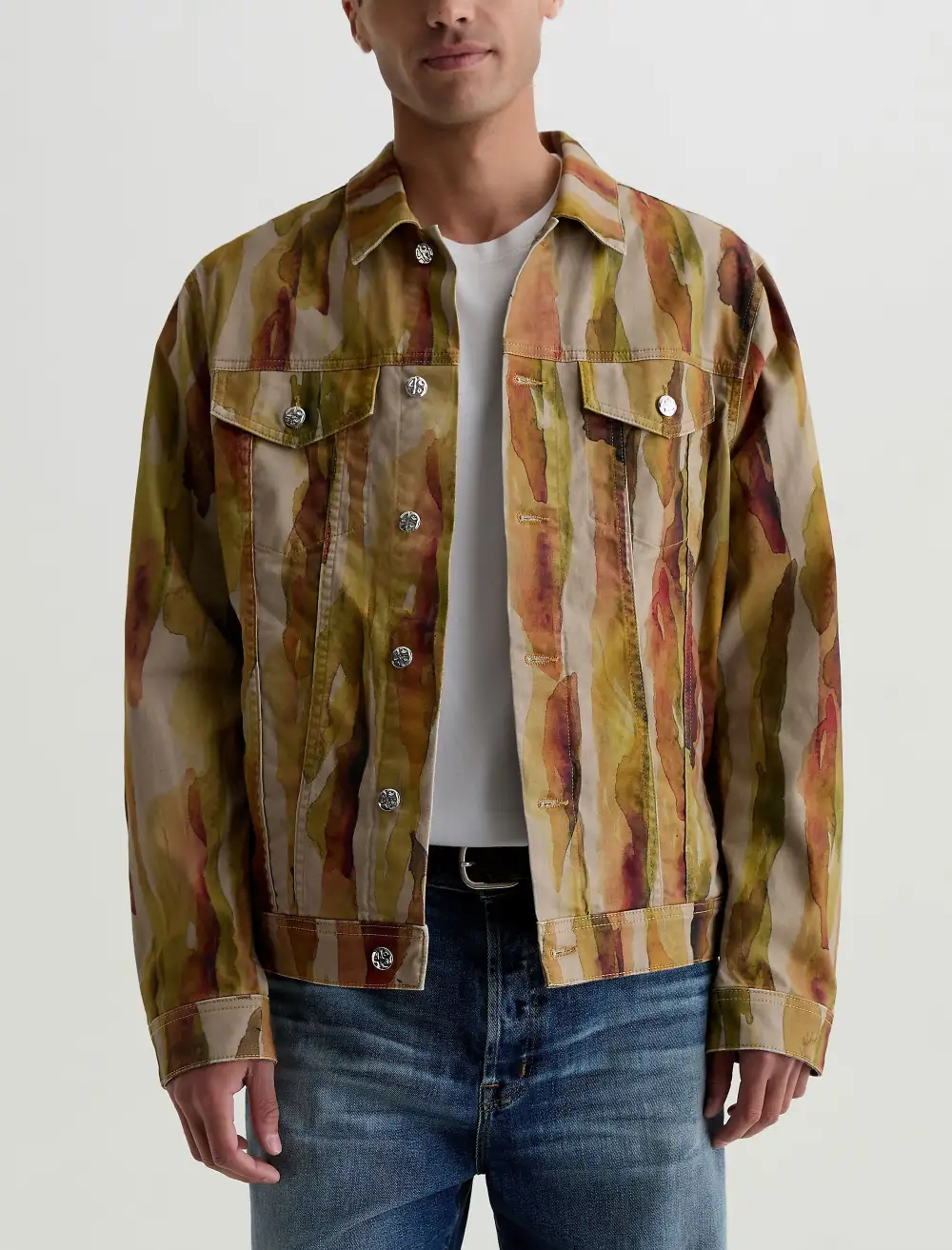 Men's Button Front Flap Pocket Trucker Jacket