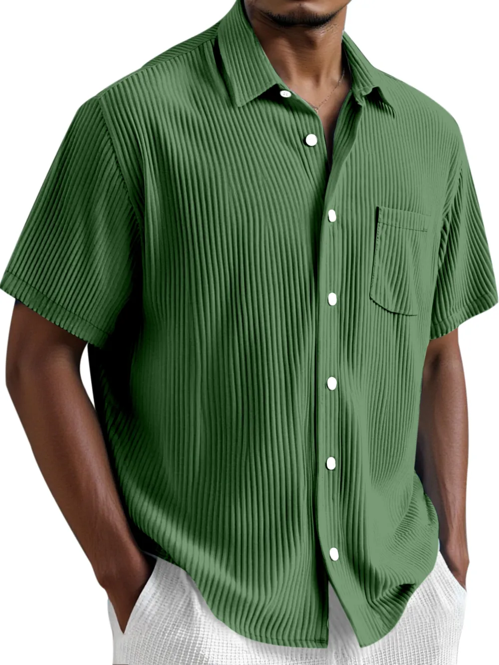 Comfort Fit Short Sleeve Button Front Shirt