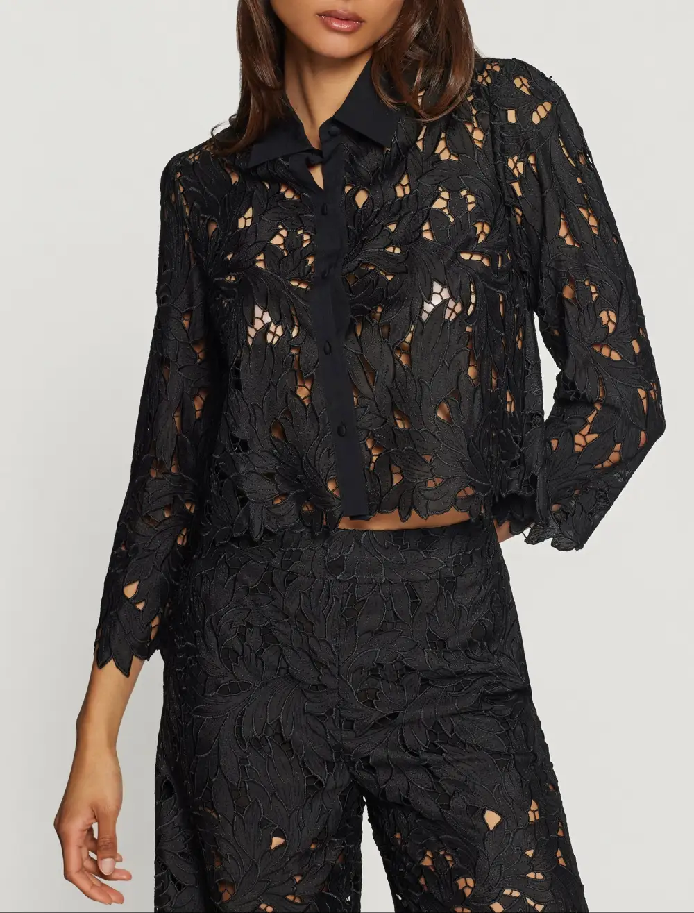 Embroidered Button Front Relaxed Fit Shirt