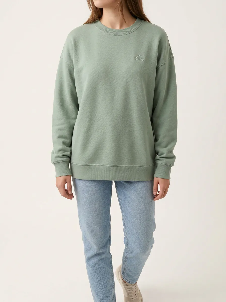 Women's Beach Lover Minimalist Wave Embroidered Sweatshirt
