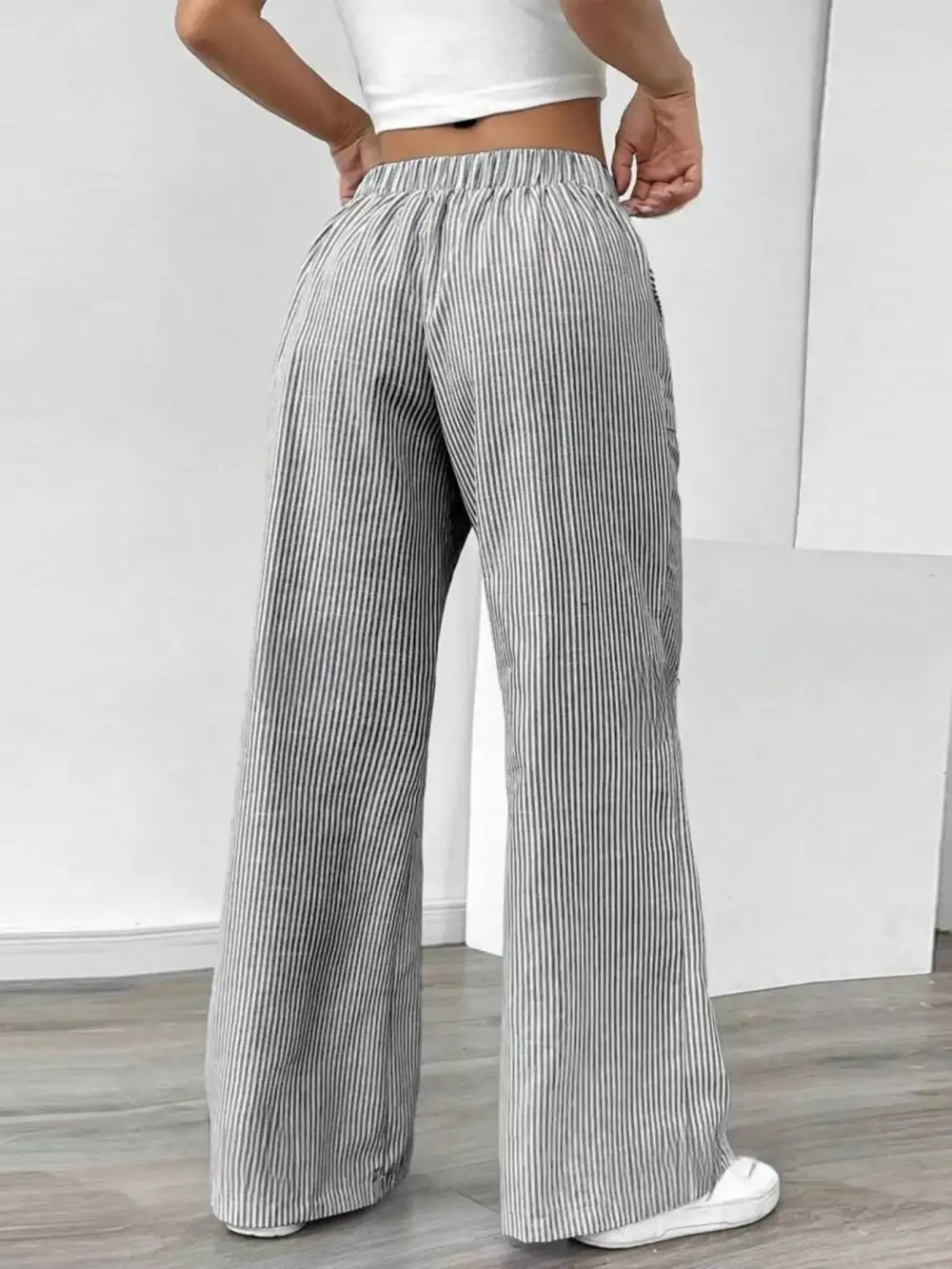 Polished Striped Wide Leg Pants