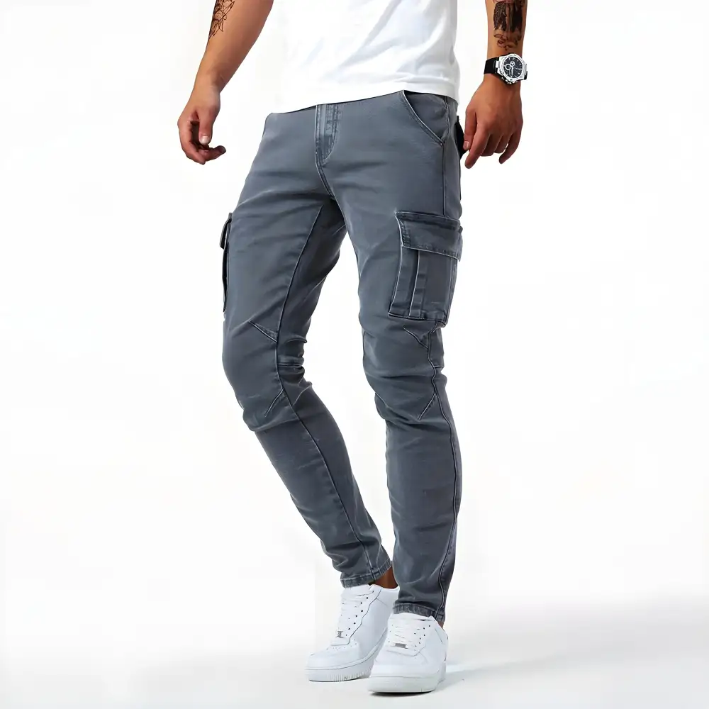 Men's Stretch Denim Cargo Trousers Cargo Pants