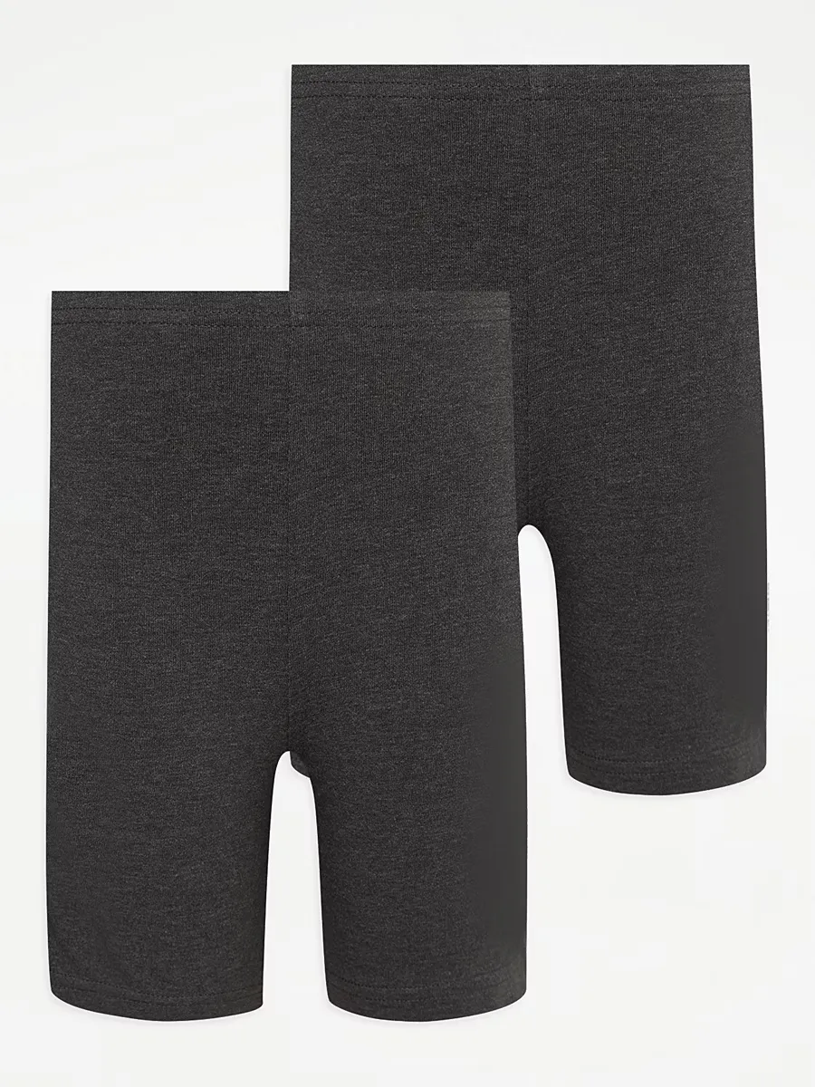 Charcoal Grey Girls School Cycling Shorts 2 Pack