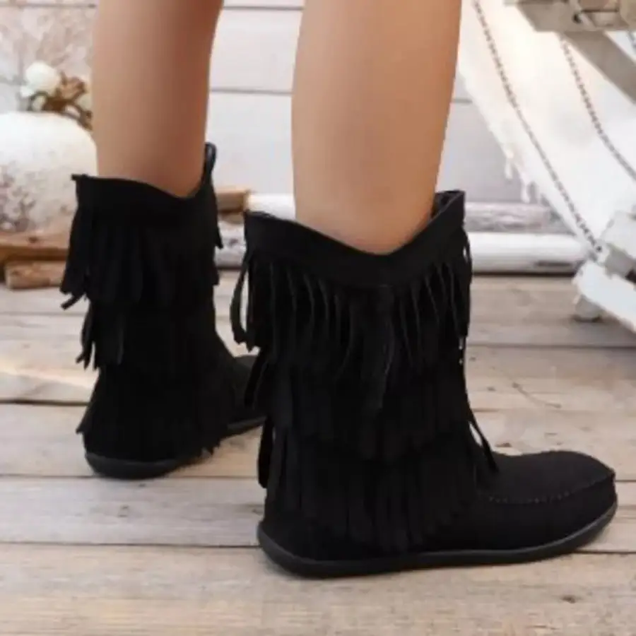 Refined Fringe Round Toe Boots