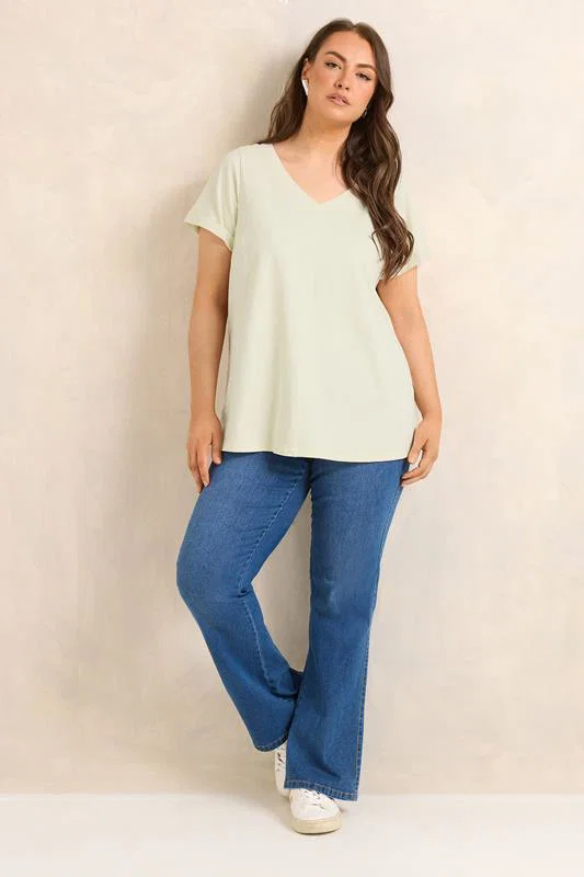 Natural V-Neck Cotton T-Shirt detail 1