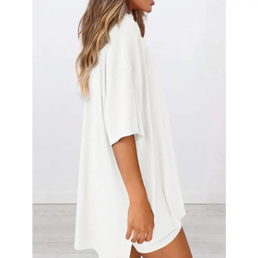 Oversized Round Neck Top and Shorts Set