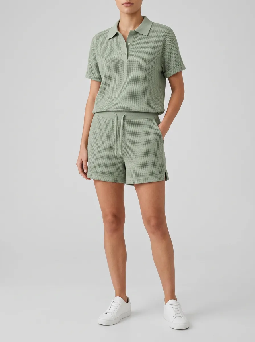 Unisex Outdoor Waffle Knit Polo Shirt