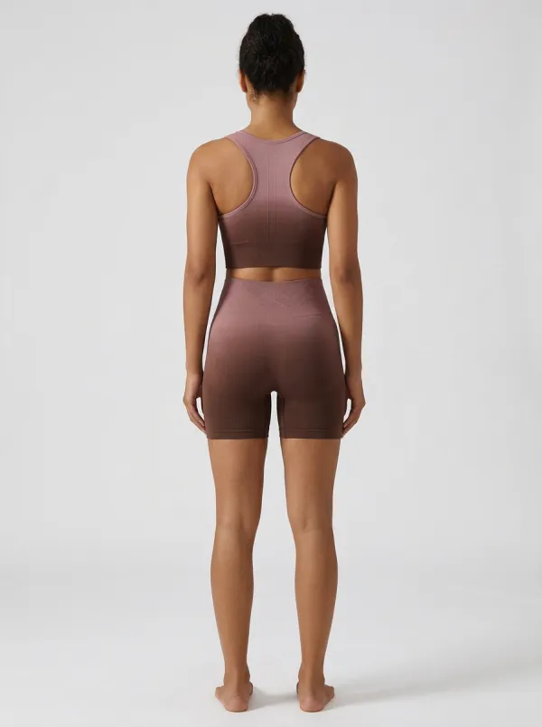 Easy-Wear Ribbed Texture Seamless Design Design Women's Tank Top And Sports Shorts Set