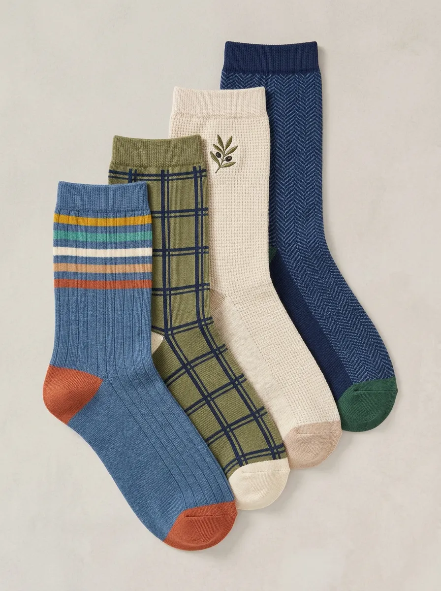 Striped Vintage Four-Pair Casual Socks