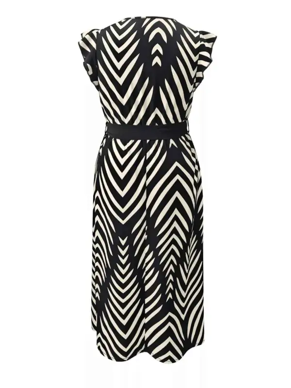 Plus Size Chevron Printed Wrap Maxi Dress