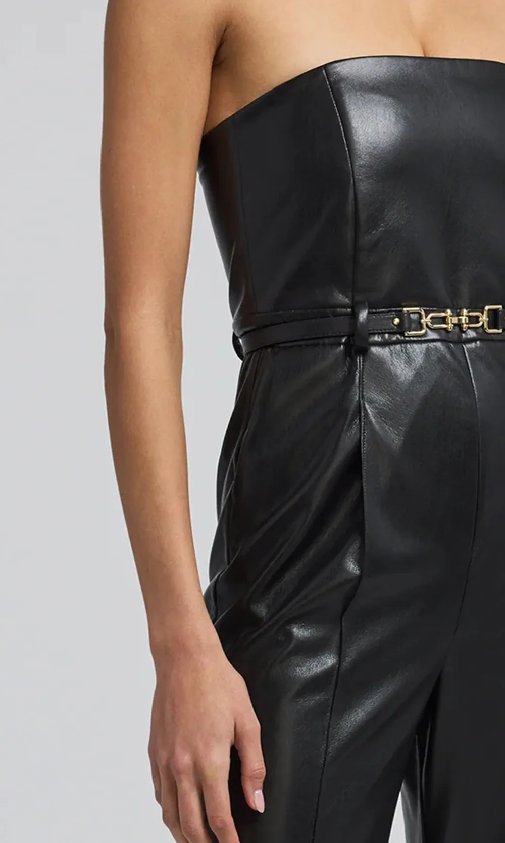 Black Tube Top Shiny Jumpsuit