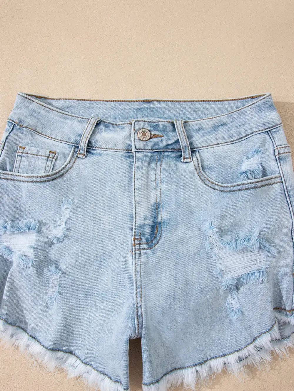 High Rise Raw Hem Shorts