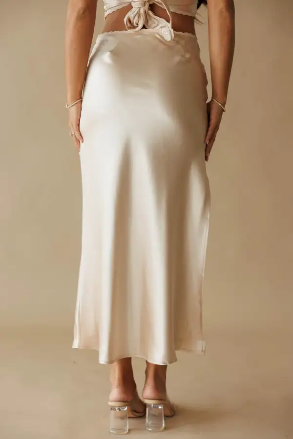 Satin Straight Maxi Skirt