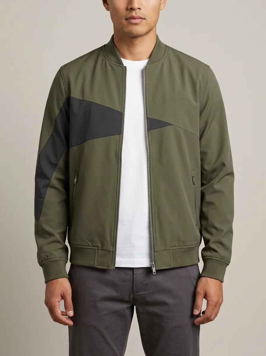 Sporty Colorblock Bomber Jacket