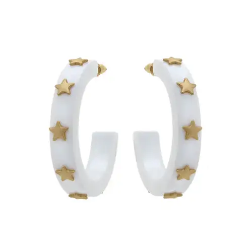 Modern Hoop Resin Charm Detail Earrings