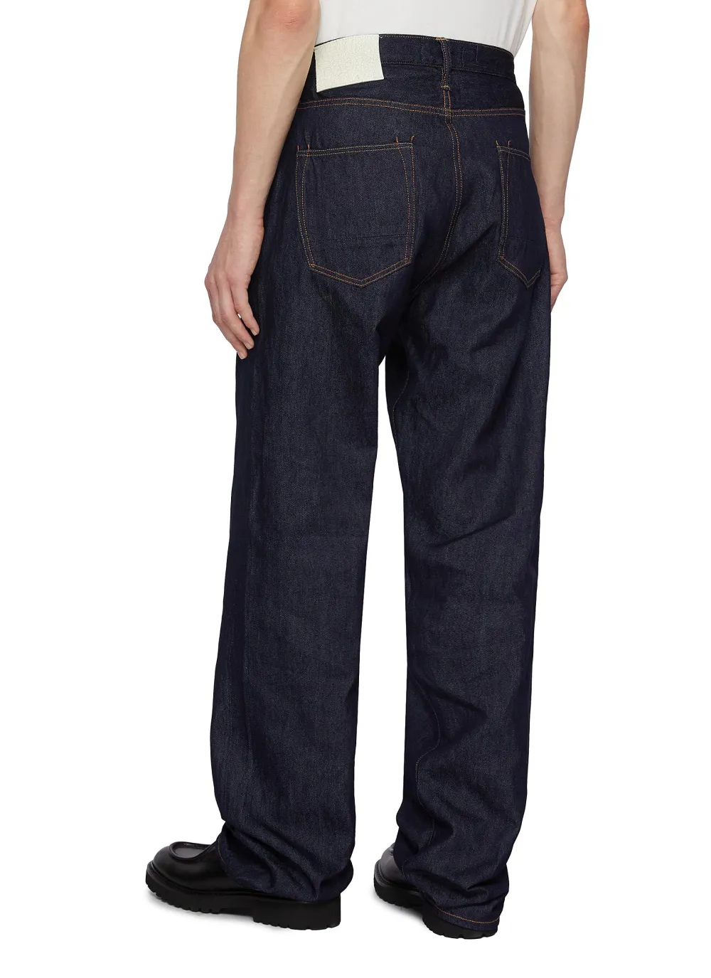 Soft Straight-Cut Daily Dark Blue Cottom Jeans