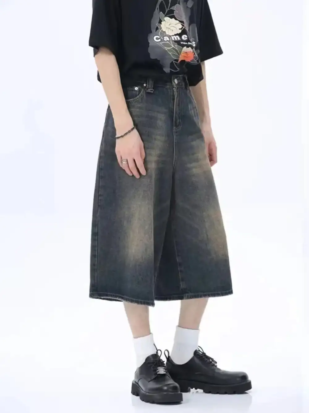 Men's Full Size Vintage Wash Wide Leg Denim