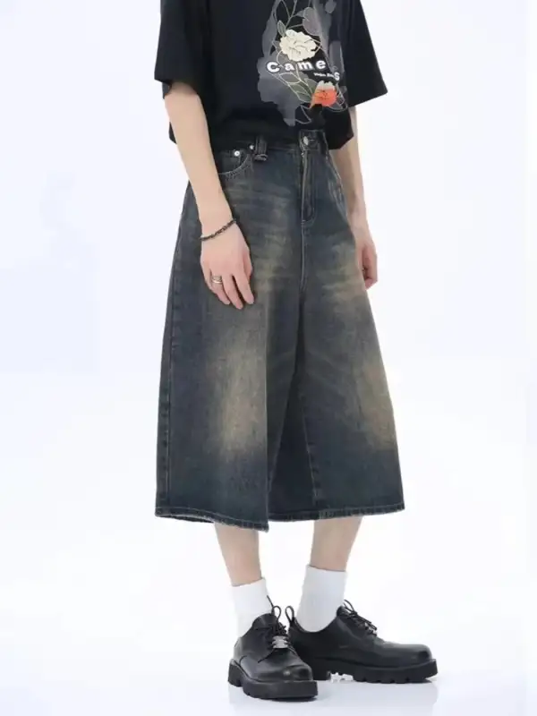 Men's Full Size Vintage Wash Wide Leg Denim