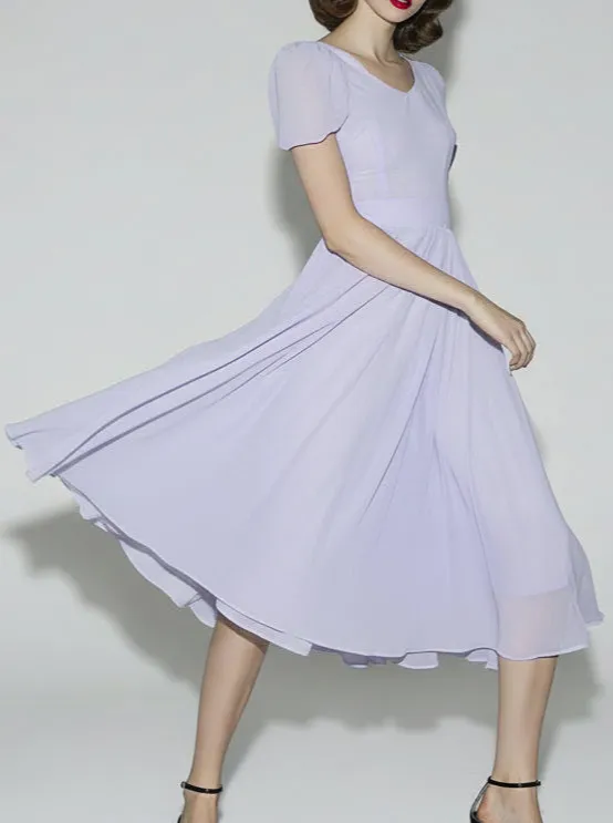 Refined Chiffon V Neck Maxi Dress