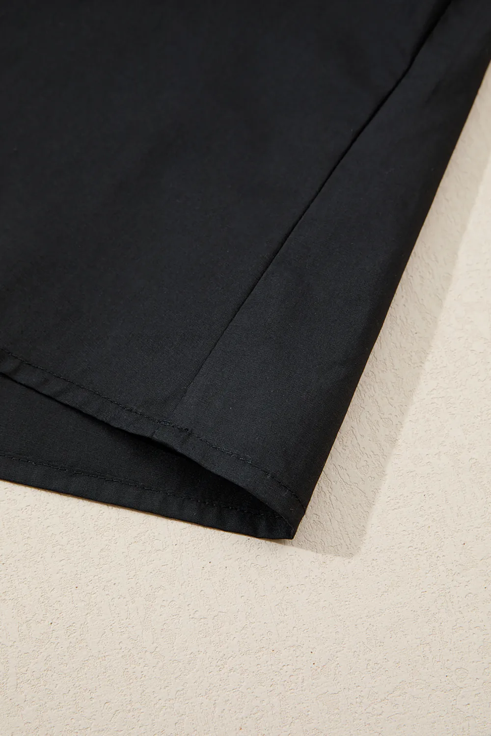 Black Short Puff Sleeve Contrast Blouse