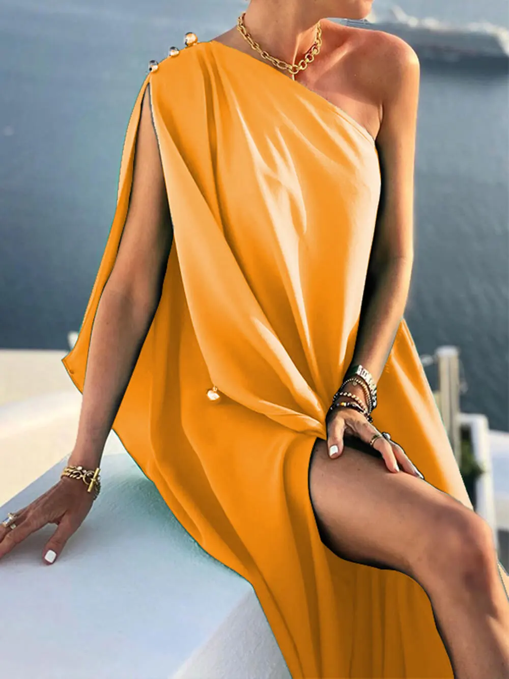 One Shoulder Maxi Dress