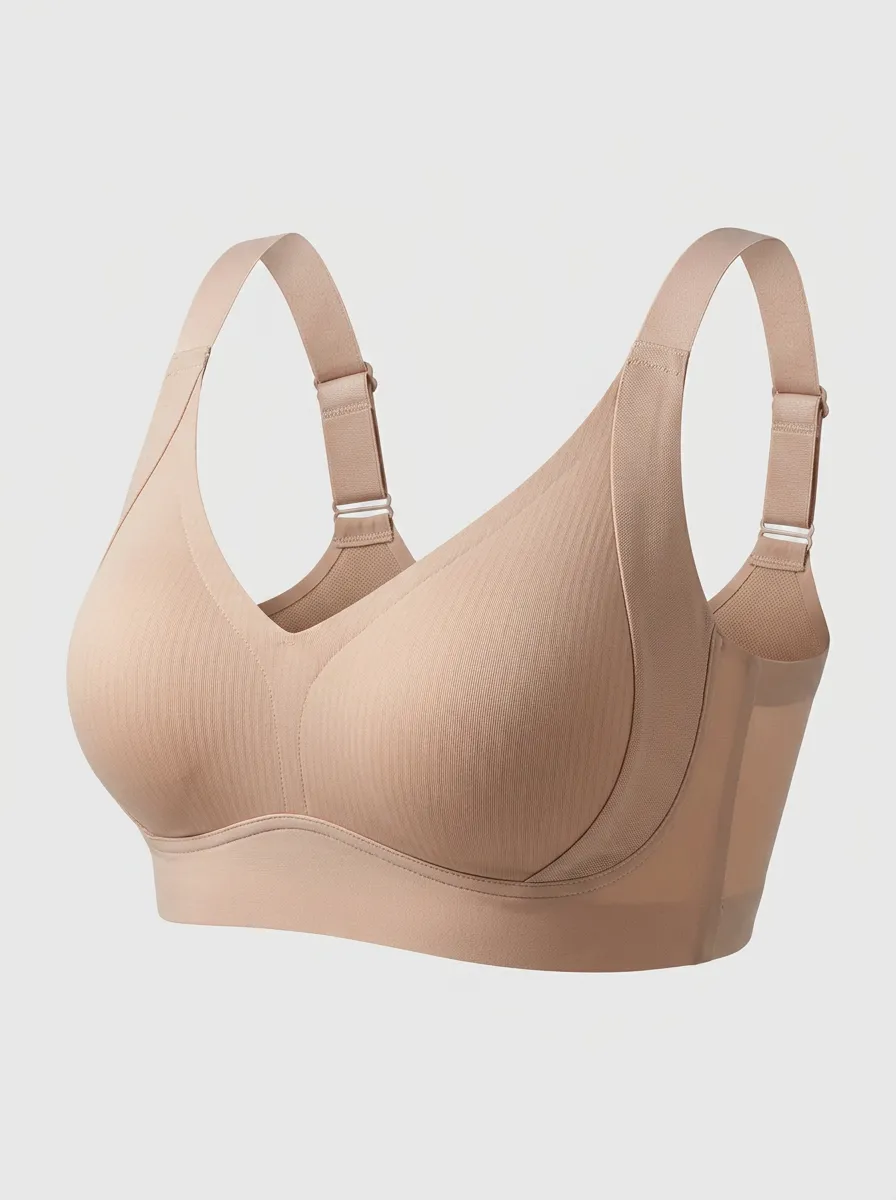 Women's Comfort Seamless Nude Ribbed Printed Bra Top