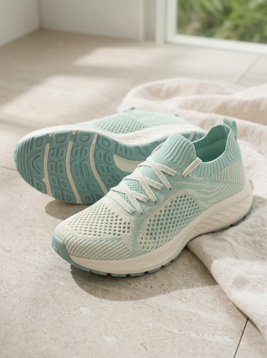 Women's Tempo Mint Knitted Mesh Breathable Printed Sneakers