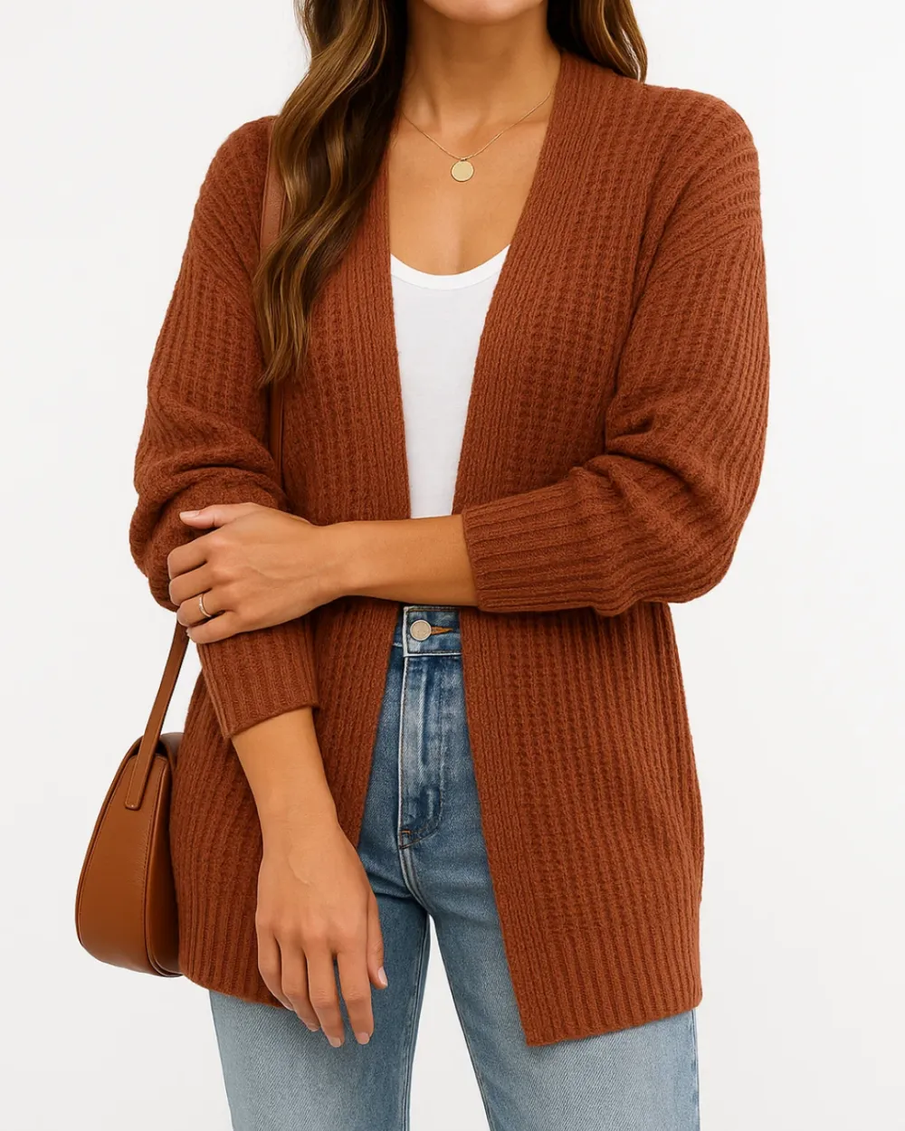Chunky Knit Cardigan Open Front Long Warm Sweater