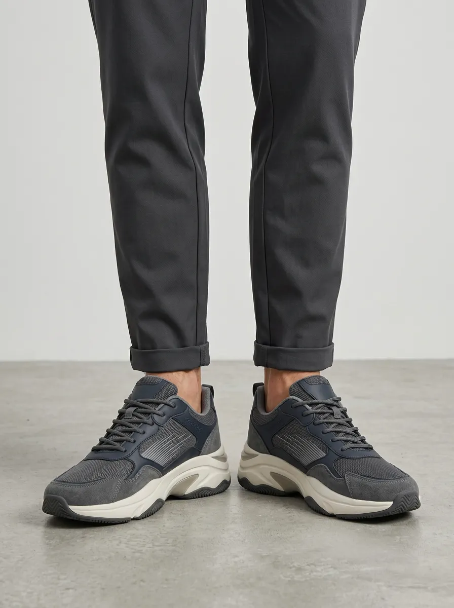 Men's Navy Sporty Casual Grey Navy Athletic Sneakers