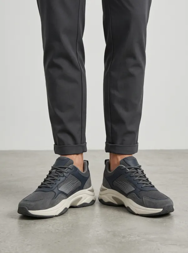 Men's Navy Sporty Casual Grey Navy Athletic Sneakers