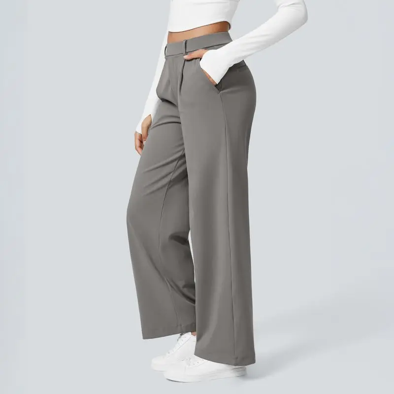 2026🔥  High Waisted Pocket Straight Leg Work Pants
