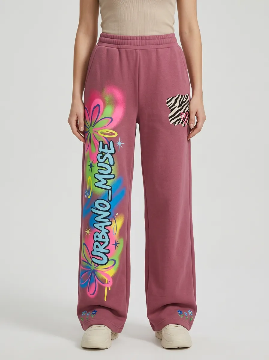 Unisex Streetwear Graffiti Floral Zebra Sweatpants