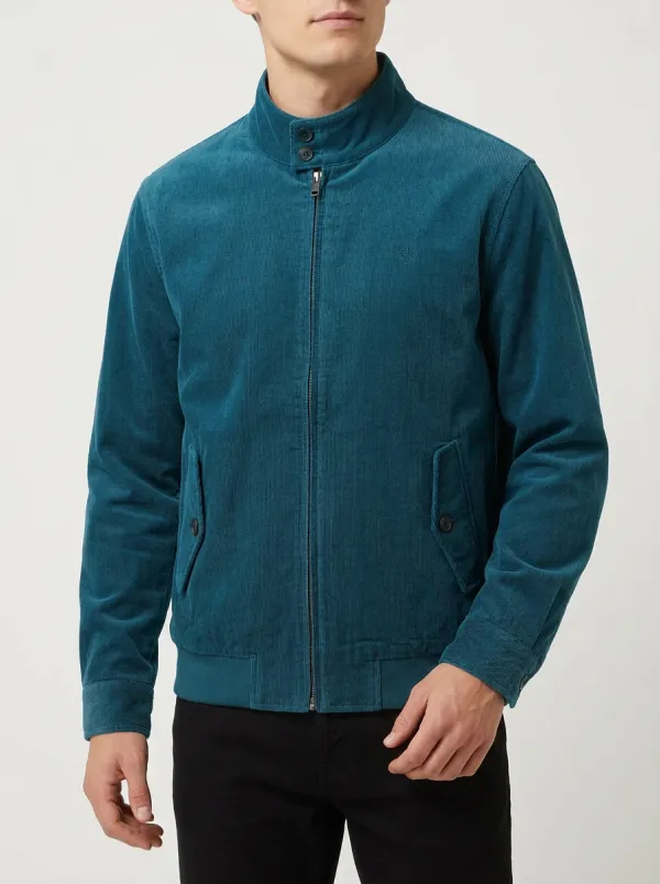 Men's Casual Minimalist Grey Corduroy Zip-Up Jacket