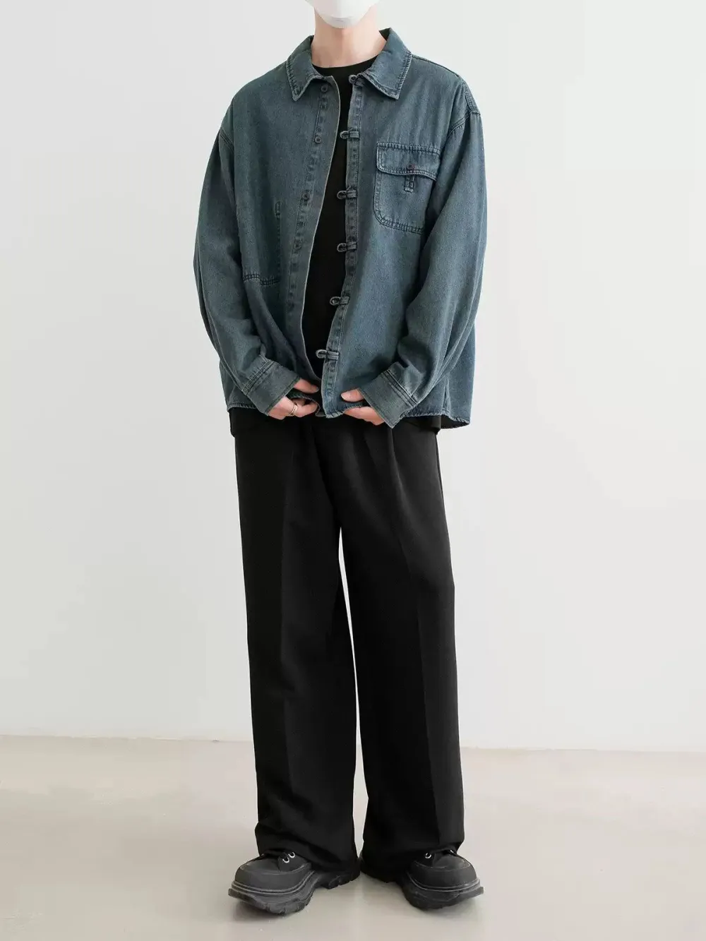 Faded Button-Up Denim Shirt
