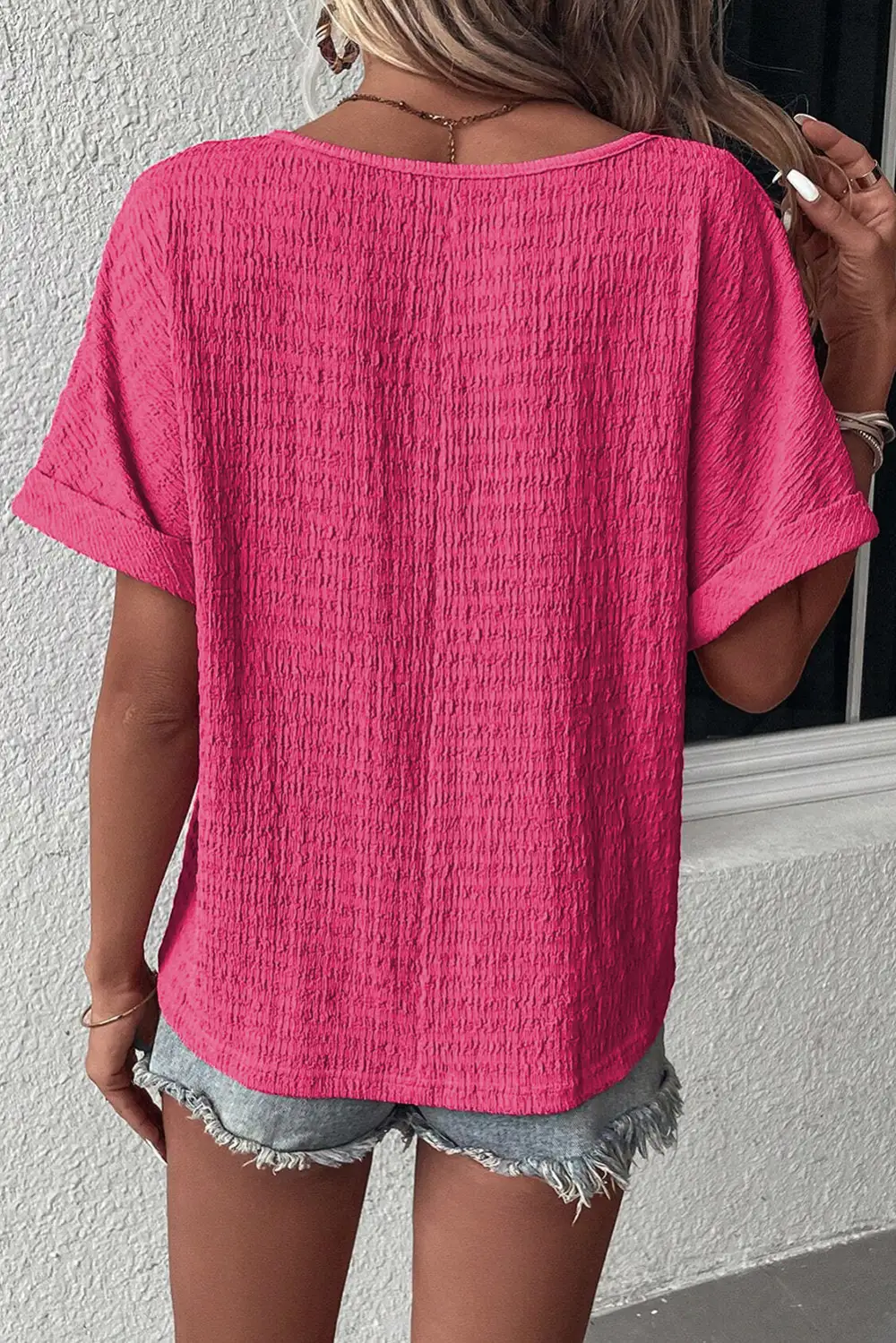 Modern Short Sleeve V Neck Blouse
