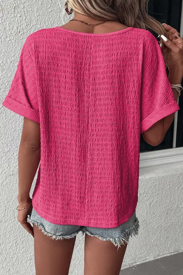 Modern Short Sleeve V Neck Blouse