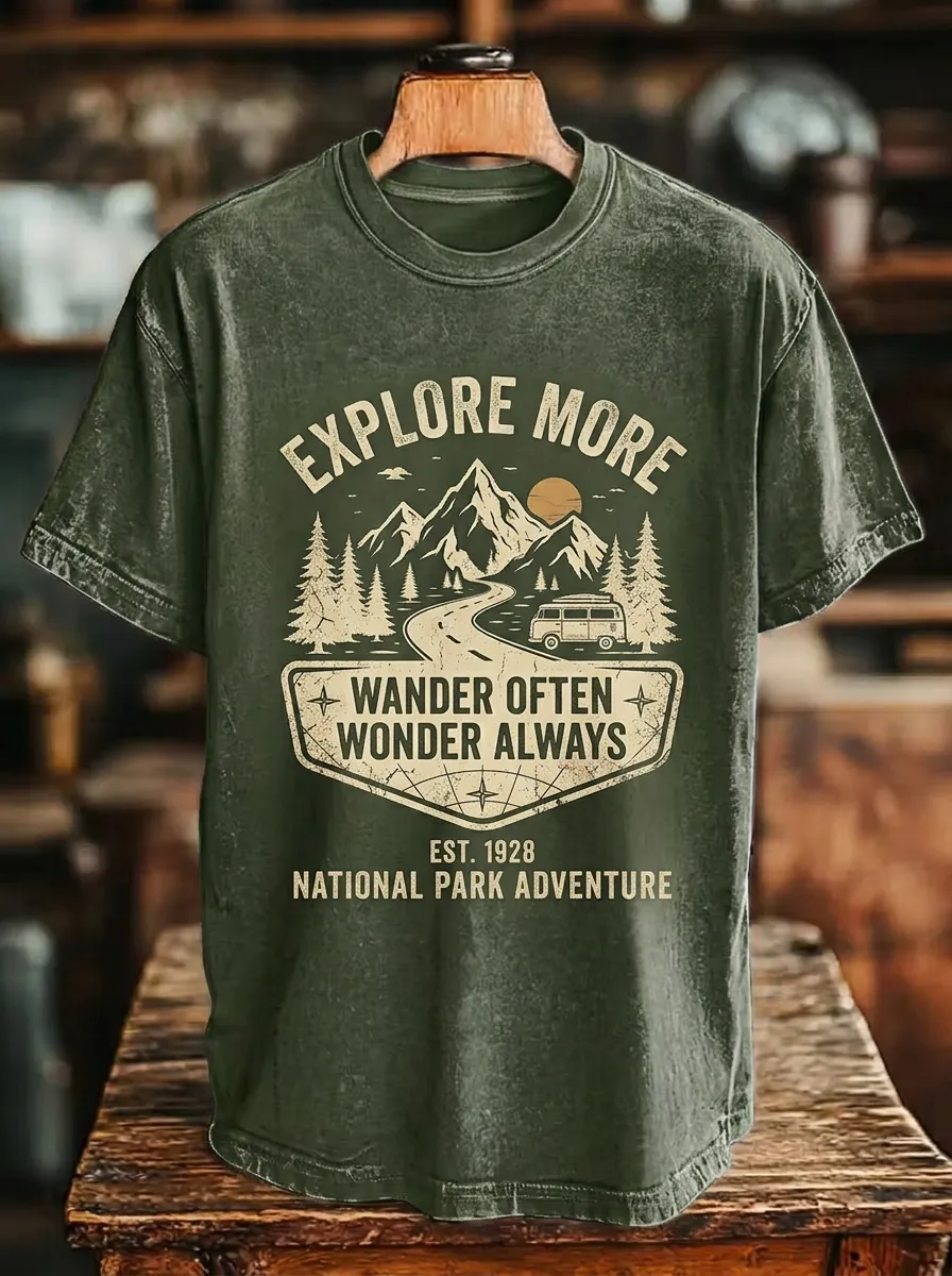 Unisex National Park Adventure Mountain Van Printed T-shirt