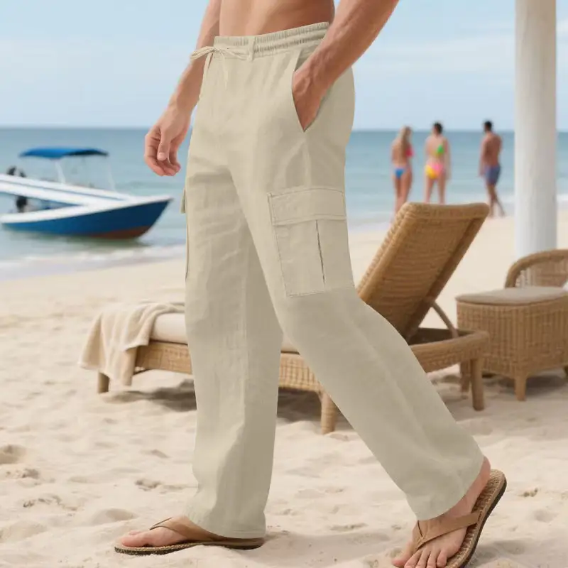 Men's Loose Cargo Pants Waistband Adjustable Cargo Pants