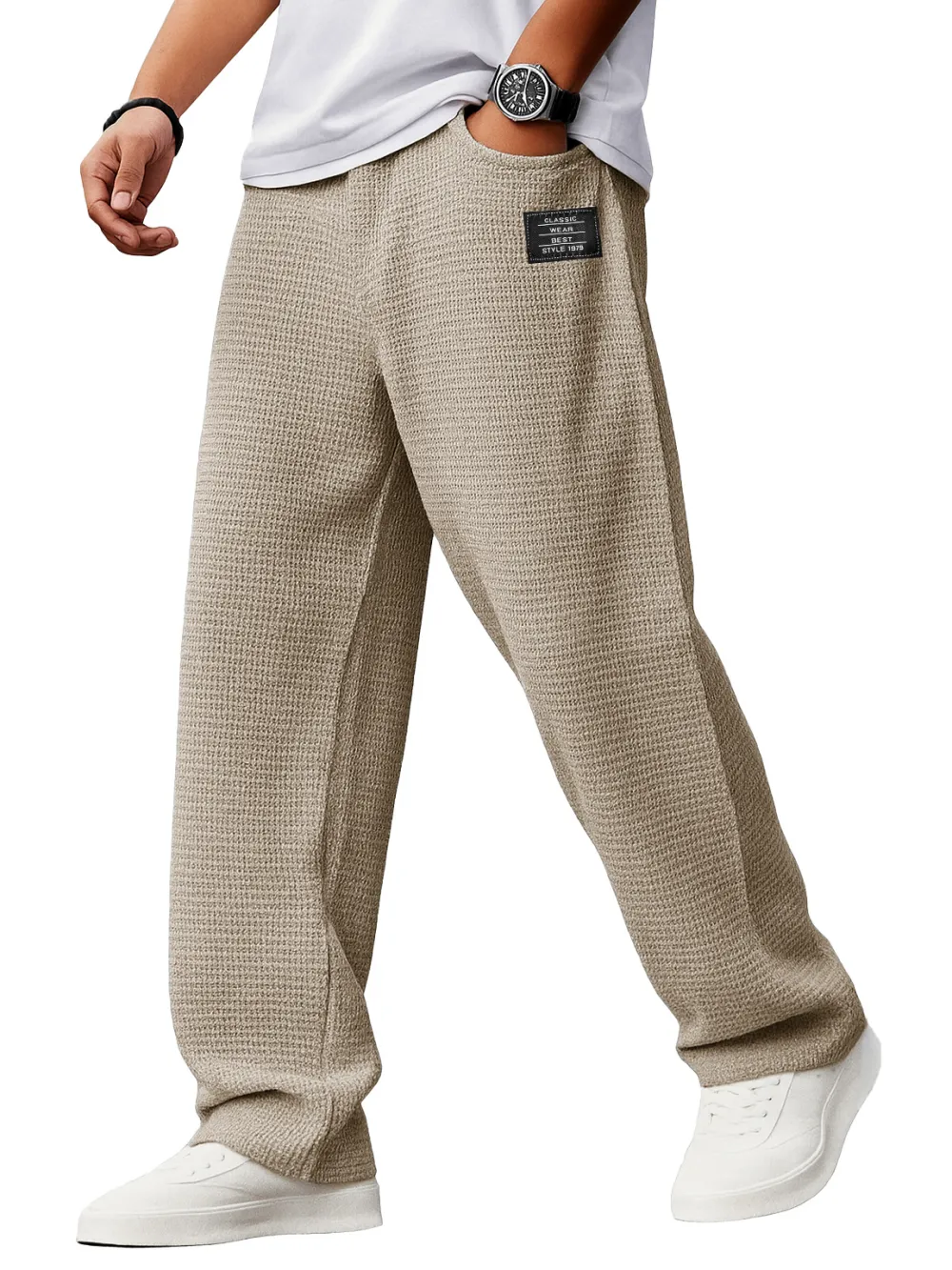Textured Knit Drawstring Pants