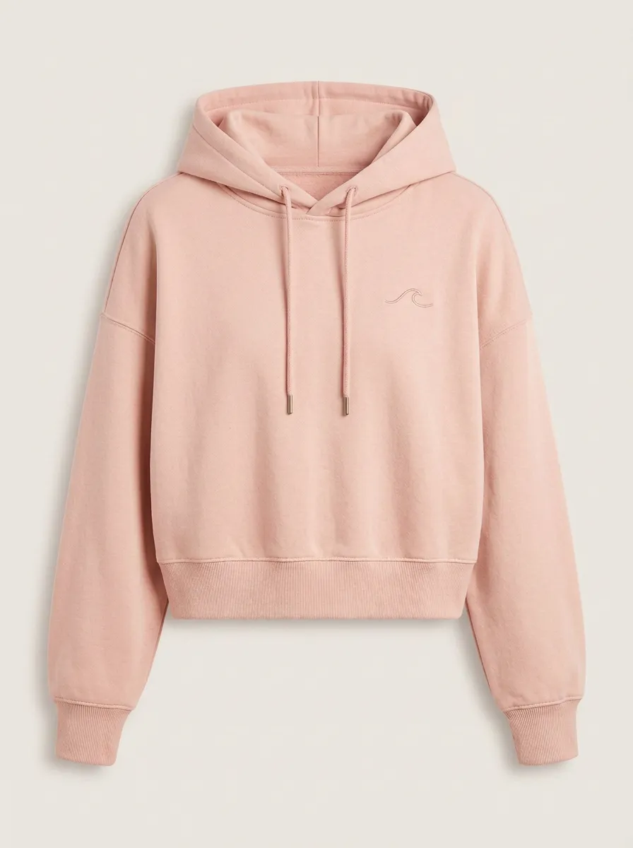 Women's Minimalist Beach Lover Wave Embroidered Hoodie