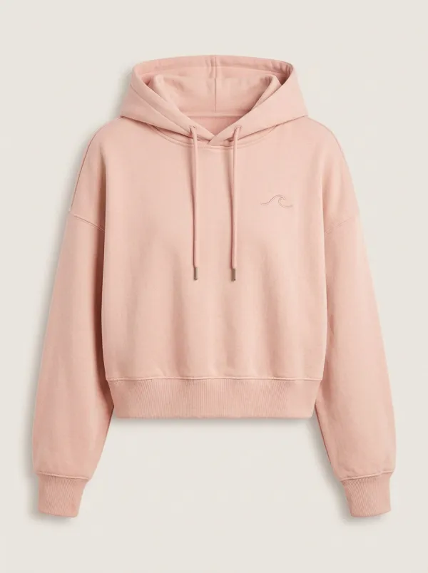 Women's Minimalist Beach Lover Wave Embroidered Hoodie