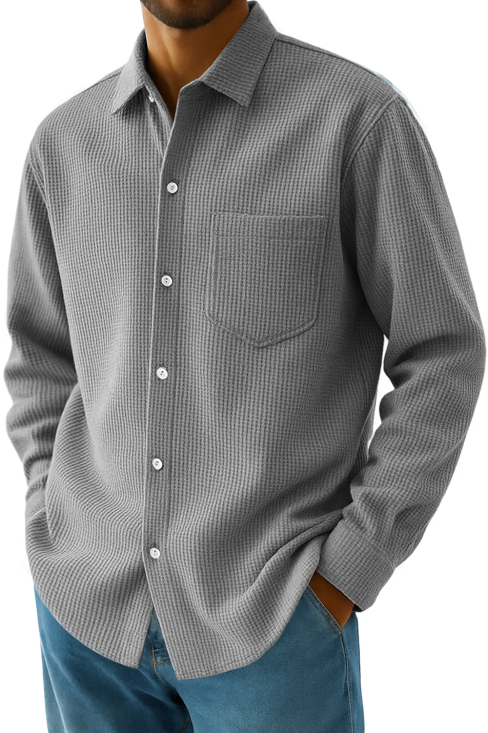 Relaxed Textured Knit Pocket Shirt