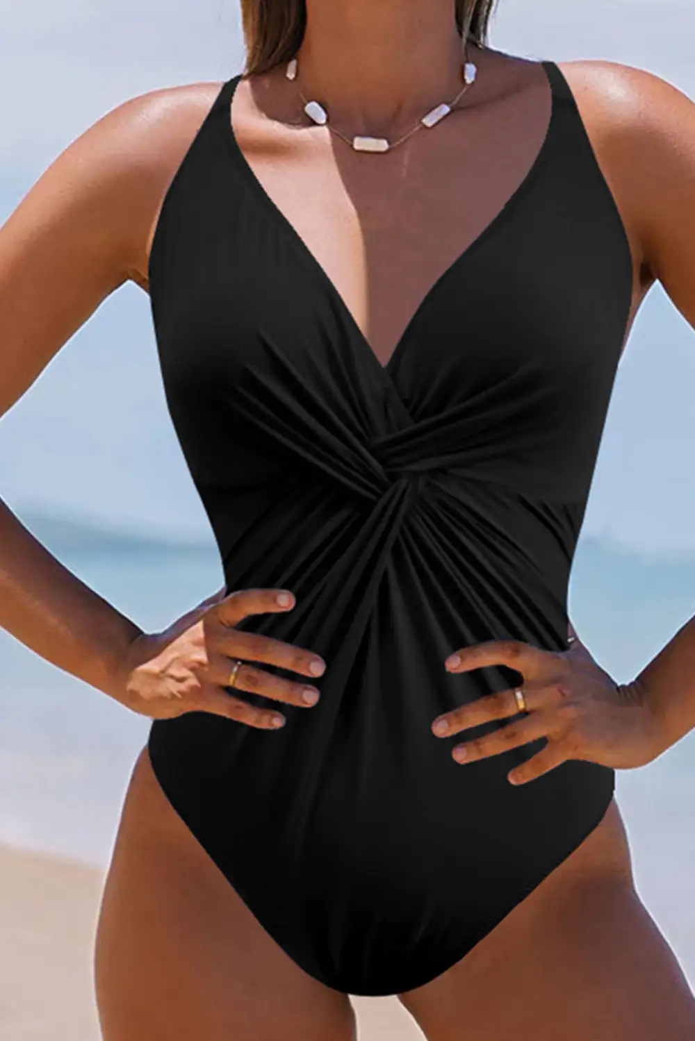 Cabana V-Neck One Piece Swimsuit