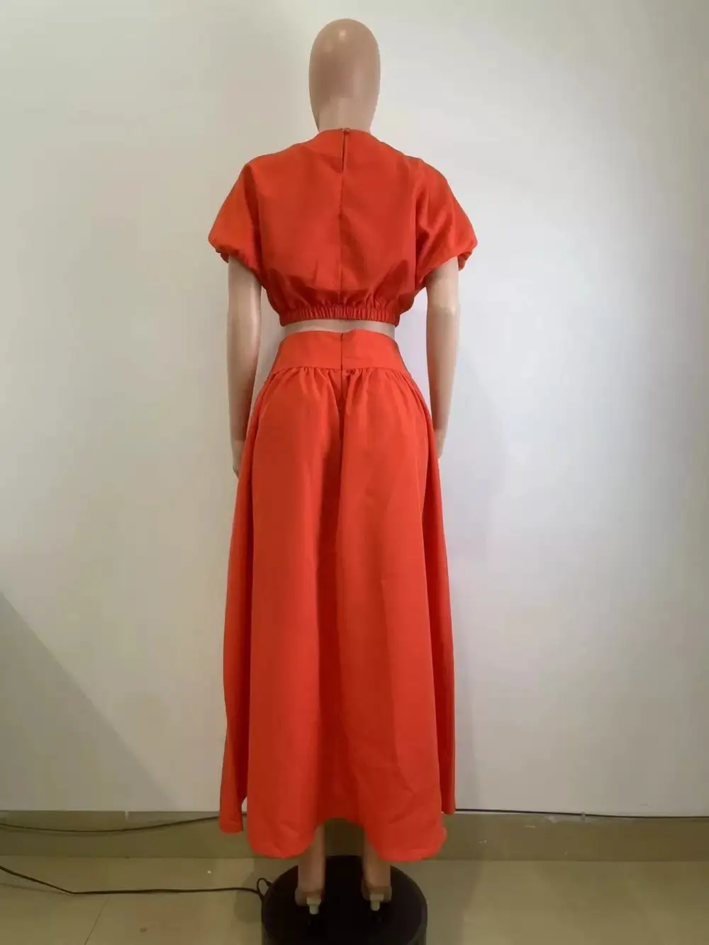 Short Sleeve Crop Top and Skirt Set