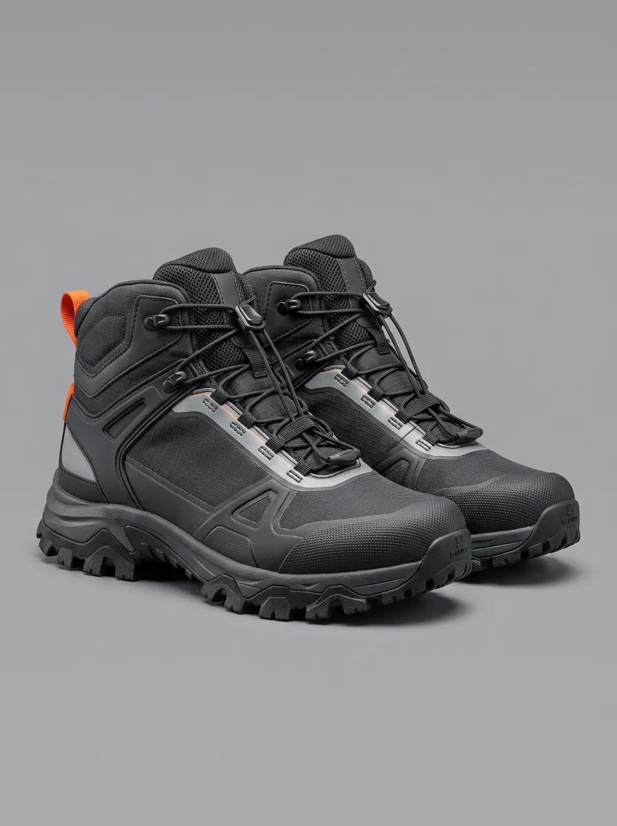 Men's Outdoor Hiking Tactical Orange-Accented Printed Boots