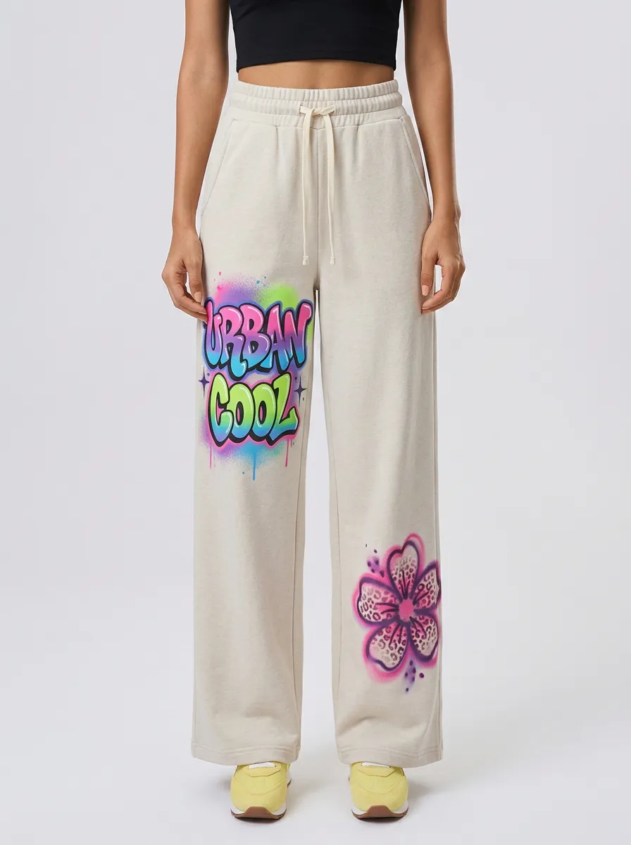 Women's Streetwear Urban Cool Graffiti Flower Printed Sweatpants